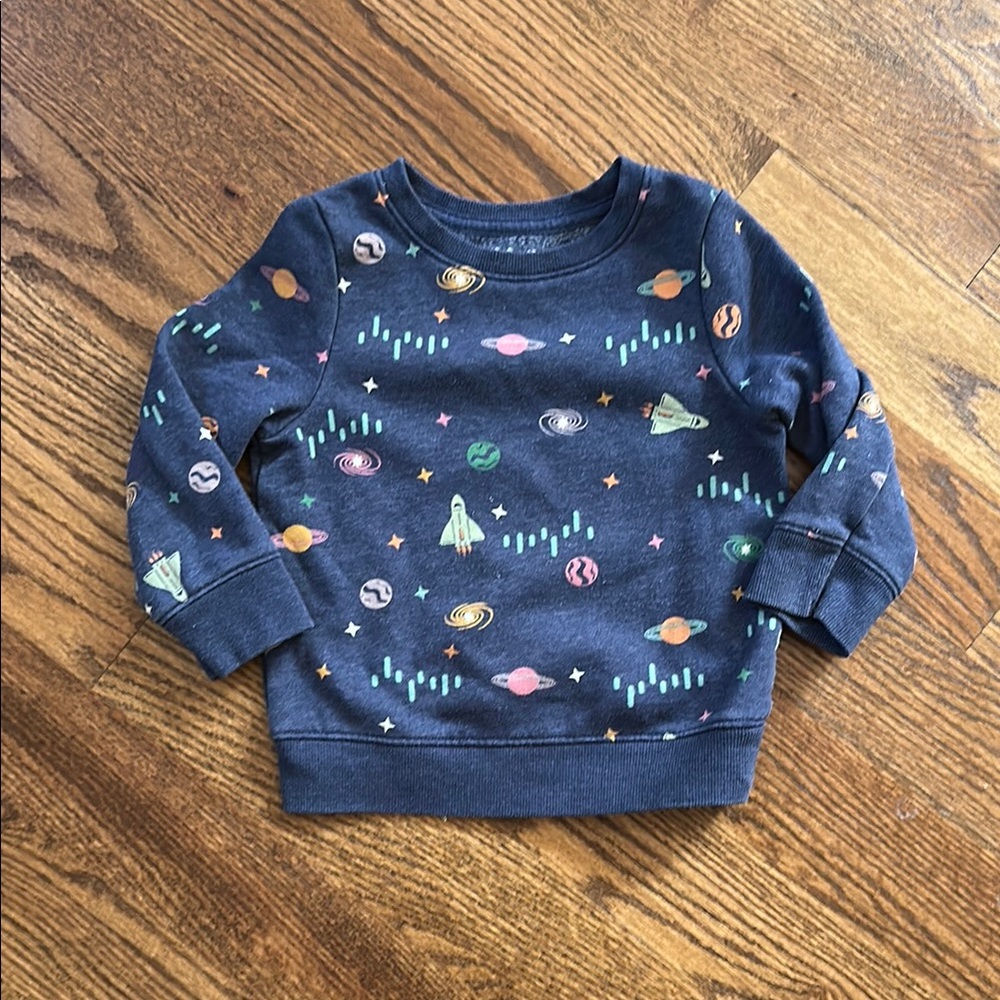 GUC Cat & Jack Blue Cosmic Print Sweatshirt; 2T